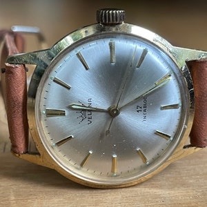 Orologio da polso meccanico vintage svizzero da uomo degli anni '60, cassa color oro Velona, orologio meccanico da uomo 17 gioielli, regalo da uomo con orologio retrò svizzero