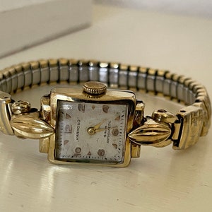 Stunning 1950’s Vintage gold plated German ladies wristwatch Harkoso, Art Deco German women wristwatch flexible bracelet, Watch ladies gift