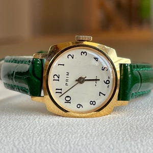 Elegant tjeckisk damklocka från 1960-talet, elegant gyllene boett, vintage art déco cocktailklocka för kvinnor, retro present