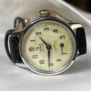 Elegante orologio da polso da donna francese vintage degli anni '60 con cassa color argento Yema, orologio da polso meccanico francese vintage da donna, orologio retrò da regalo per donna