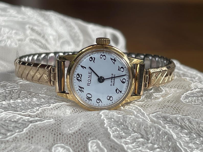 Chic 1960’s Vintage Swiss Ladies Dress Wristwatch Rone Golden Color ...