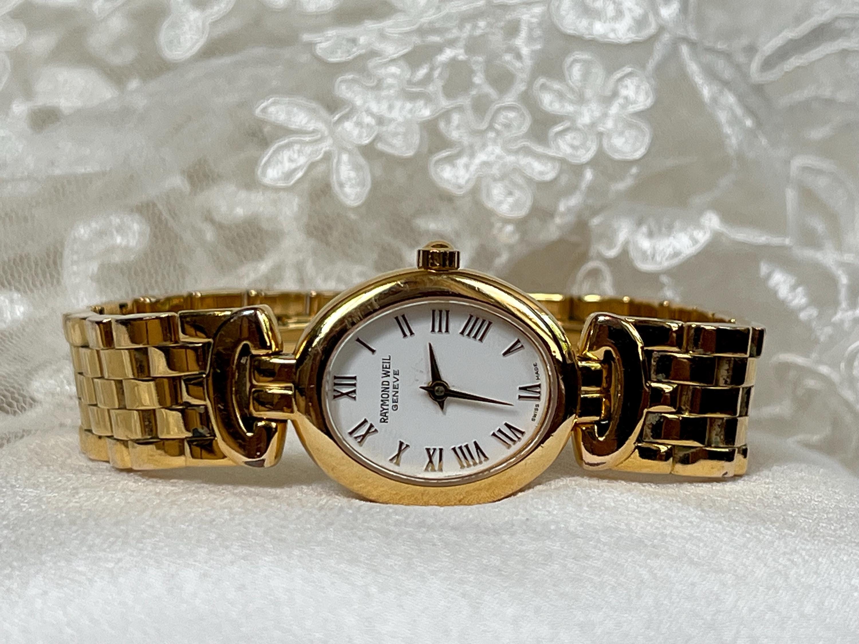 Stunning 1980's Vintage Swiss small quartz ladies 18k gold plated dress watch Raymond Weil, Women luxury quartz watch, Watch ladies gift