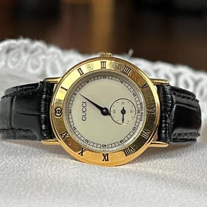 lady dress watch Elegant 1990's Vintage Small Quartz Ladies Fashion Gucci 3000.2.L Golden Tone Case, Retro Women Cocktail Watch, Watch Gift Exeter