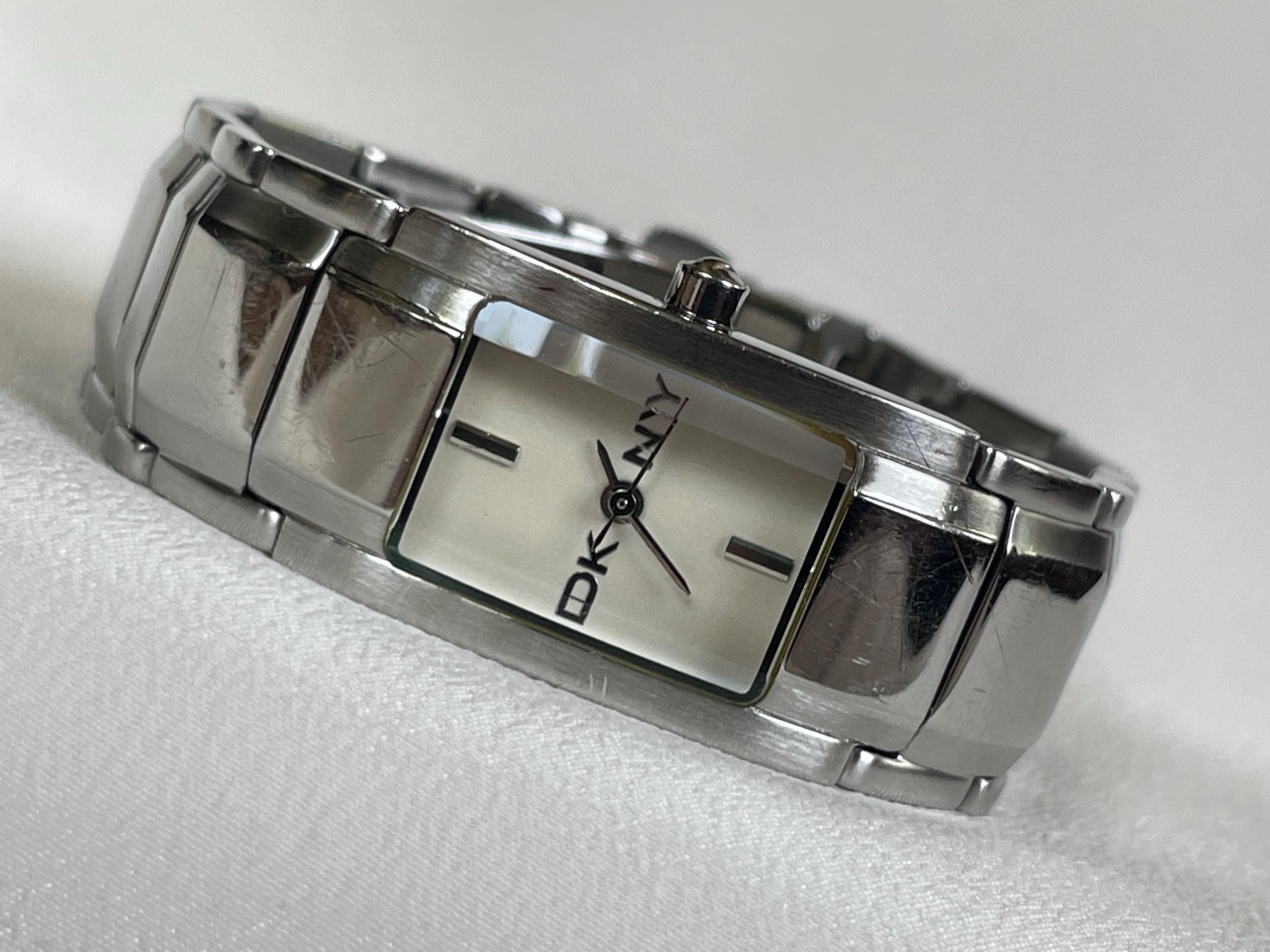 Vintage Donna Karan New York Silver Stainless Steel Watch like new. Doub… DKNY Silver Case Watches for sale | eBay main image 3
