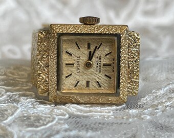 Elegant 1960 Vintage Swiss gold plated ladies Wristwatch Everite, Vintage women solid bracelet cocktail watch, Retro dress watch ladies gift