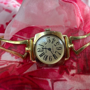 Elegant 1960 Vintage German ladies Wristwatch Zentra gold color case, Vintage women tiny bracelet cocktail watch, Retro watch ladies gift