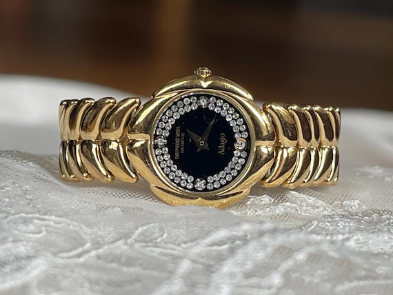 raymond weil gold dress watch Vintage Raymond Weil Gold Plated Dress Watch / Gold Quartz Watch / Gold Dress Watch / Womans Watch / Gift for Her (q16)