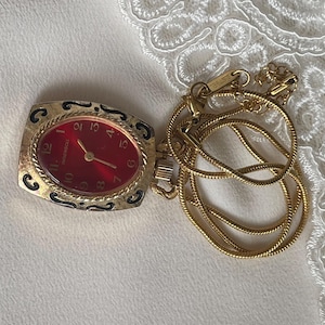 Elegant 1960’s Vintage Swiss women’s Pendant dress watch Ingersoll golden color case, Chic Swiss necklace watch, Retro watch ladies gift