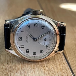 Orologio da polso meccanico vintage svizzero da uomo degli anni '60, cassa color oro Hebe, orologio meccanico da uomo, orologio retrò svizzero da uomo, regalo da uomo