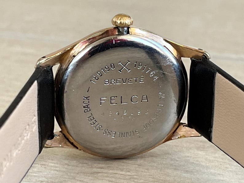 1950’s Swiss Vintage Mechanical Men's Watch Felca Rose Gold Color Case ...