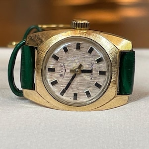 Elegante orologio da polso da donna vintage svizzero degli anni '60 BWC con cassa color oro, orologio da cocktail da donna Art Déco vintage, orologio retrò da regalo per donna
