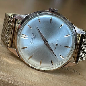 Montre-bracelet pour homme mécanique vintage suisse des années 1960, bracelet en maille de couleur dorée Thermidor, montre mécanique pour homme, cadeau pour homme montre rétro suisse