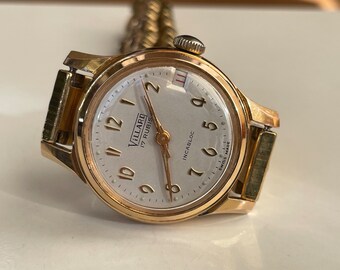 Montre Mécanique Swiss Made PONTIAC Femme – Cadran Doré – Bracelet Cuir Noir – Vintage – Fonctionne Parfaitement