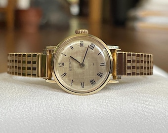 Elegant 1960’s Vintage small Japanese ladies wristwatch Seiko golden color case, Japanese vintage ladies watch, Retro watch ladies gift