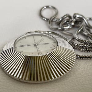 1970 Vintage Japan women’s Pendant watch Seiko silver color case with silver necklace, Seiko ladies necklace dress watch, Watch ladies gift.