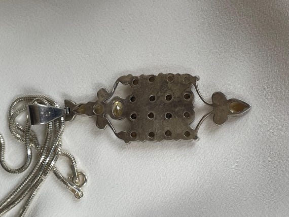 Vintage large Silver Art Deco rectangular citrine… - image 10