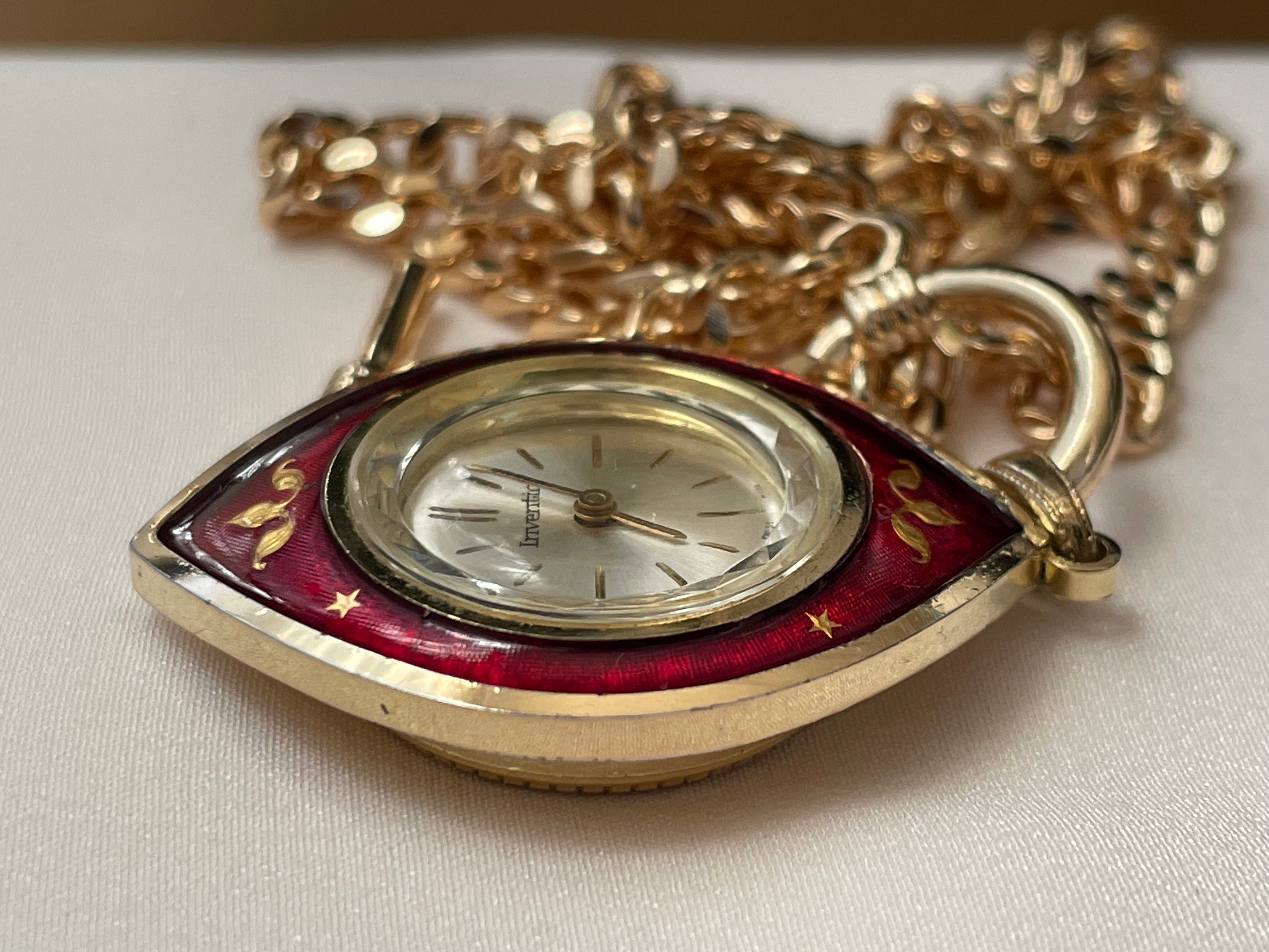 1960 Vintage Swiss Women's Pendant Watch Inventic Golden Color