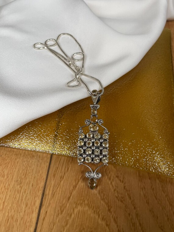 Vintage large Silver Art Deco rectangular citrine… - image 6