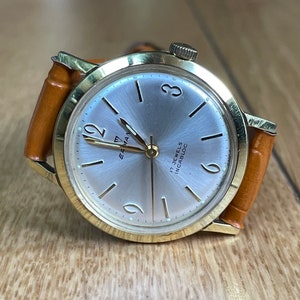Splendido orologio da polso da donna vintage svizzero Ermano del 1960, cassa color oro, orologio meccanico da donna svizzero di medie dimensioni, orologio da polso retrò da donna, regalo