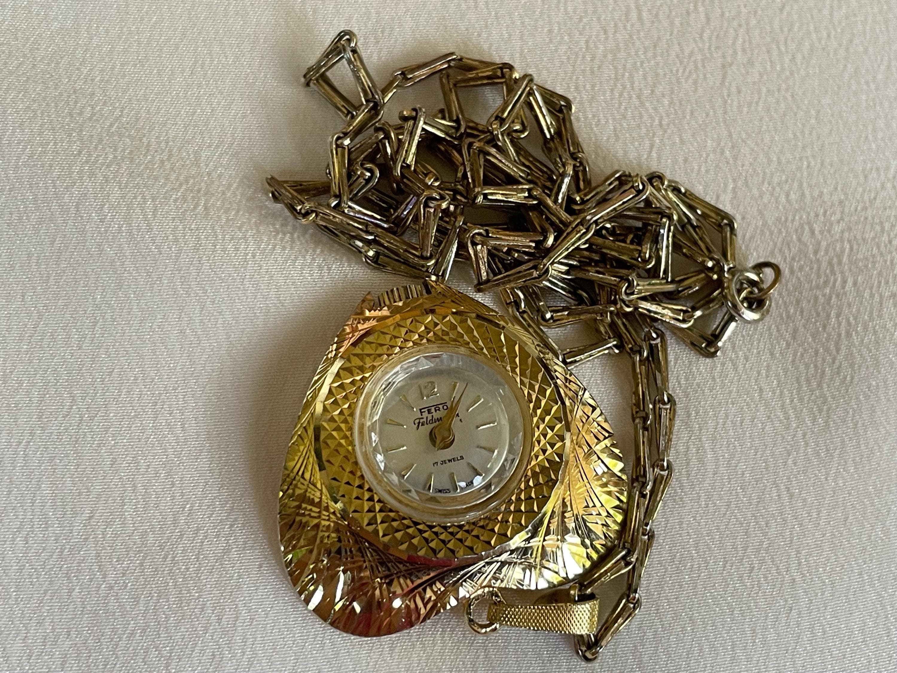 時計 RITMA Vintage Pendant Watch Swiss Made 1960 Vintage Swiss Women's Pendant Watch Fero Golden Color Case