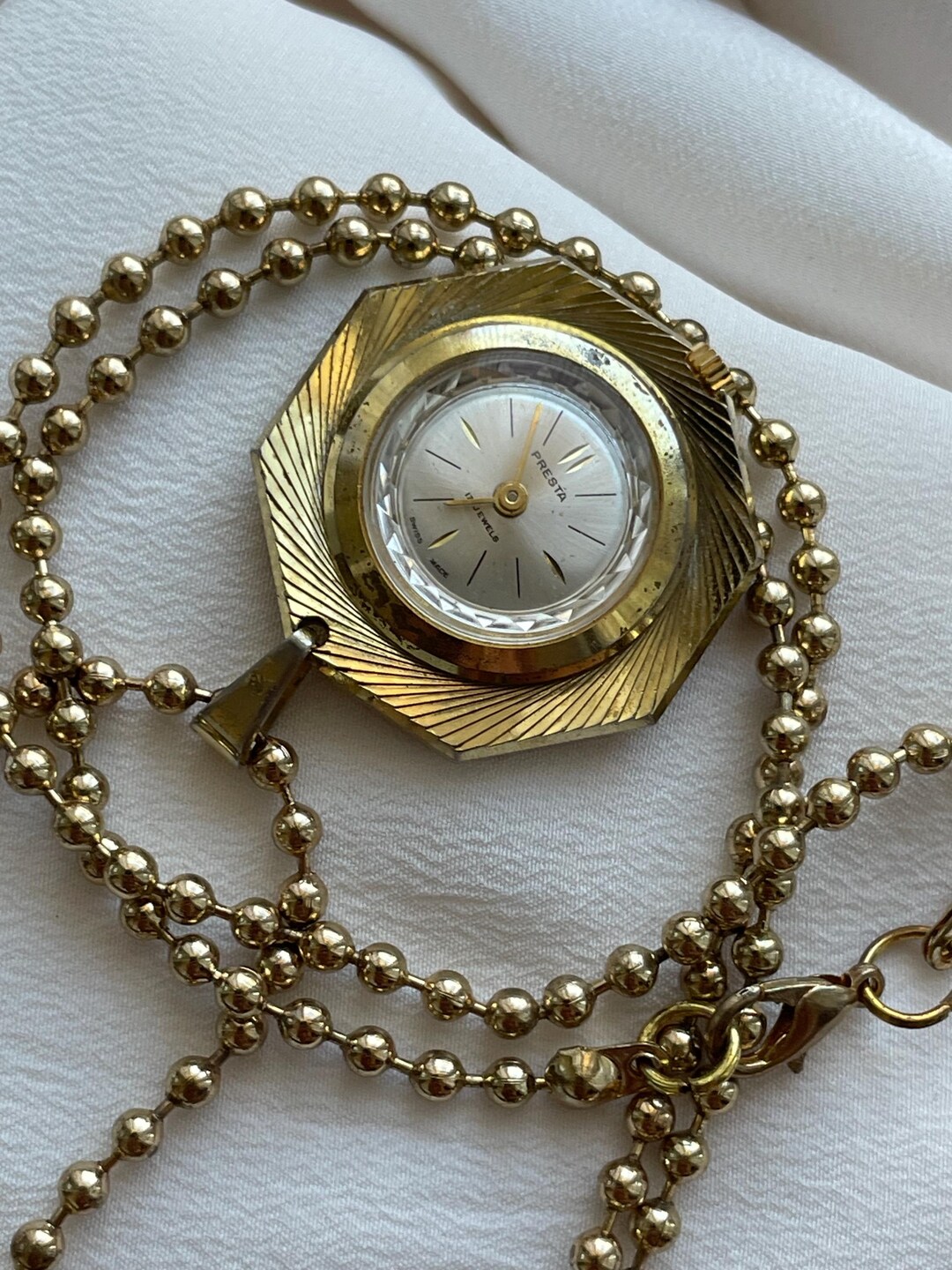 1960 Vintage Swiss Women’s Pendant Watch Presta Golden Color Case, Chic ...