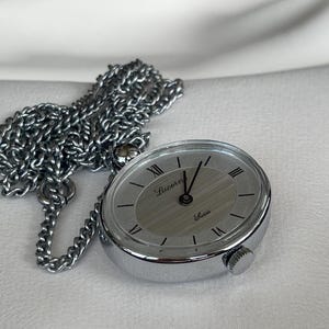 1960’s Vintage Swiss ladies Pendant watch Lucerne silver color case, Chic Swiss silver color necklace dress watch, Retro watch ladies gift