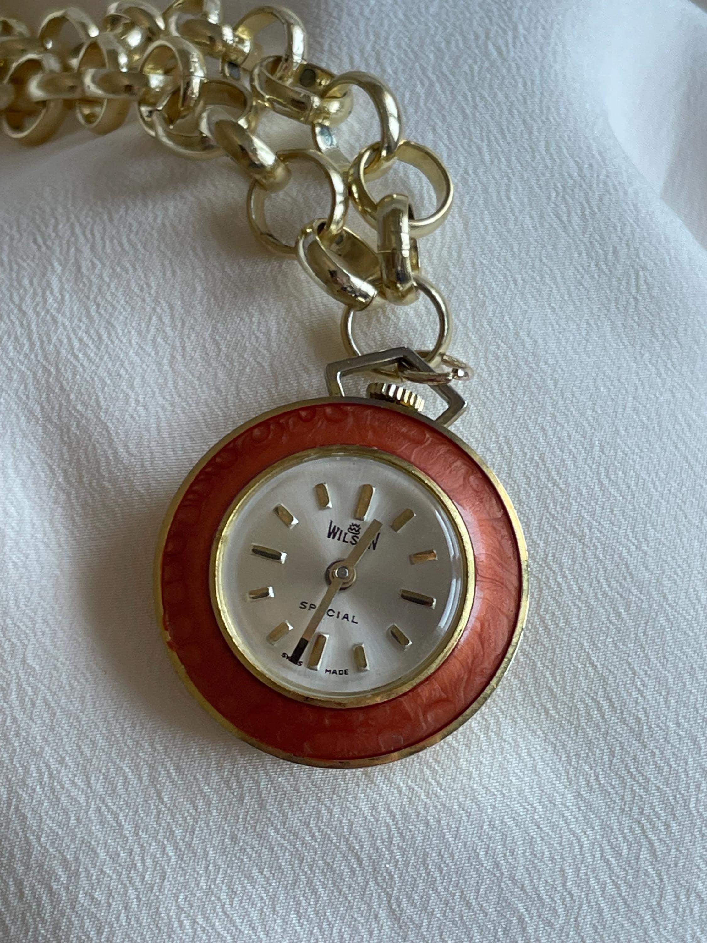 1960 Vintage Swiss Women's Pendant Watch Wilson Golden Color Case