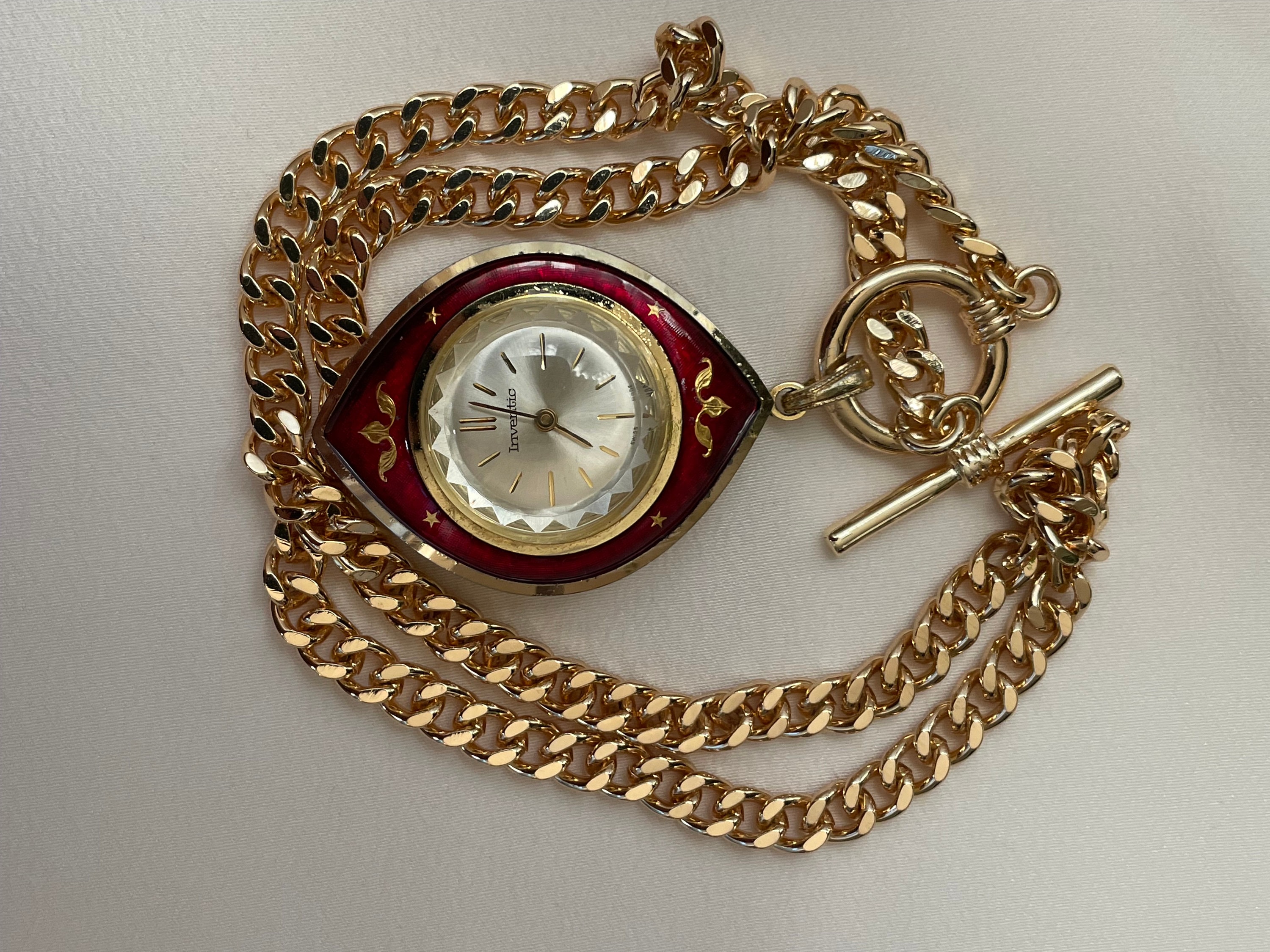 1960 Vintage Swiss Women's Pendant Watch Inventic Golden Color
