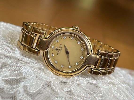 raymond weil gold dress watch Raymond Weil 5513 18k Gold Vermeil Gold Tone Geometric Dial 31mm Dress Watch