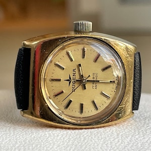 Elegante orologio da polso da donna svizzero vintage anni '60 Dugena, cassa color oro, orologio da cocktail vintage svizzero da donna, orologio retrò da regalo da donna