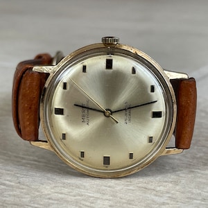 1960’s Swiss Vintage Mechanical gold plated automatic Men&#39;s Wristwatch Merit 25j, Retro Men&#39;s mechanical watch, Swiss Retro Watch Men&#39;s Gift