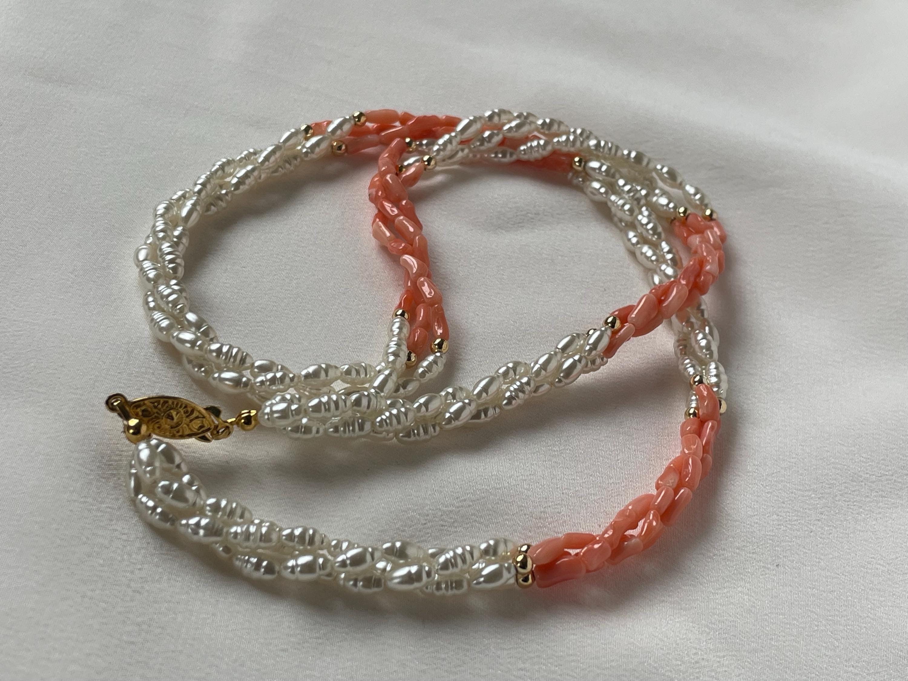 Vintage 1980's 3 Strand Natural Salmon Pink Angel Skin Coral and
