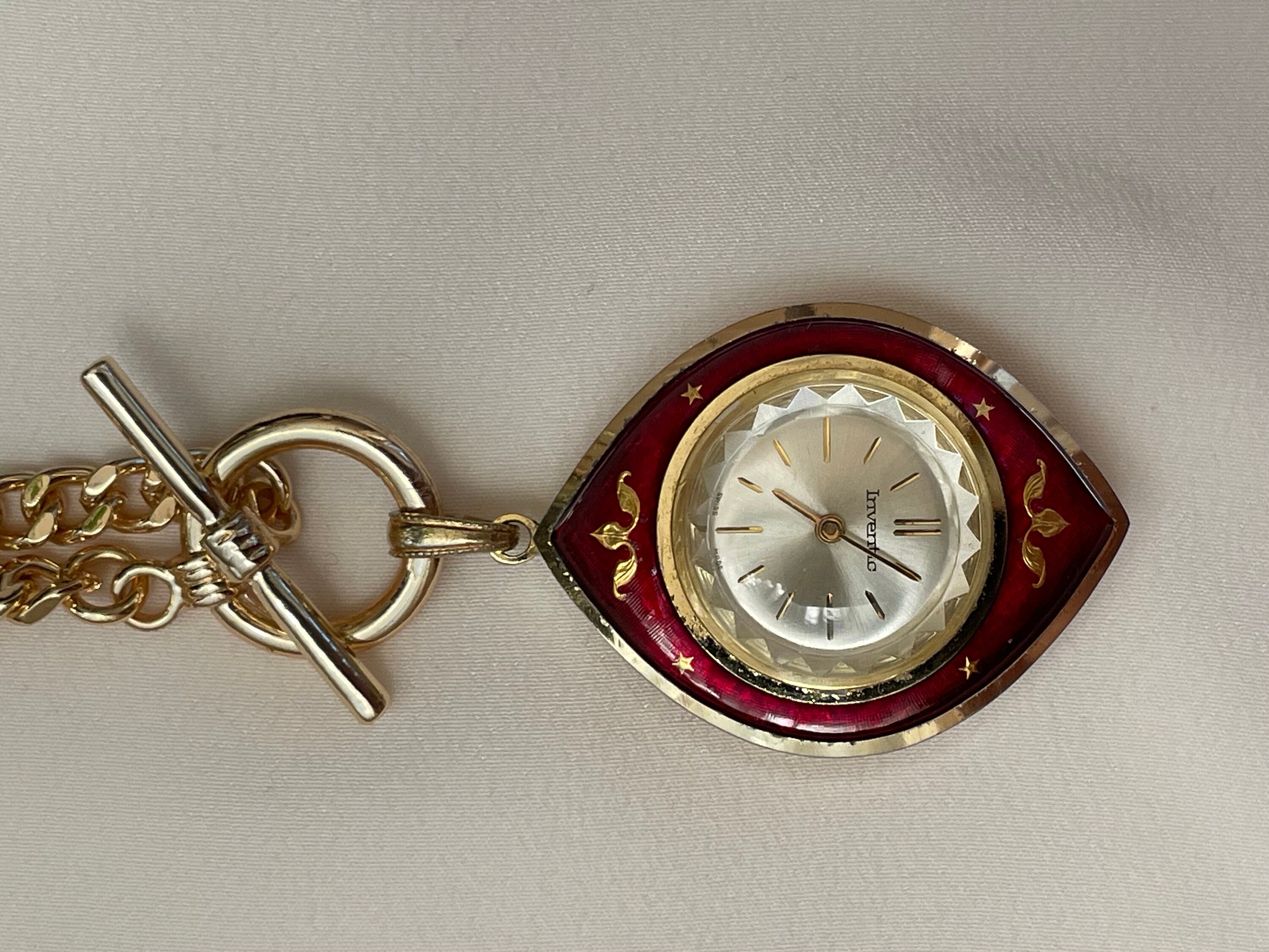 1960 Vintage Swiss Women's Pendant Watch Inventic Golden Color