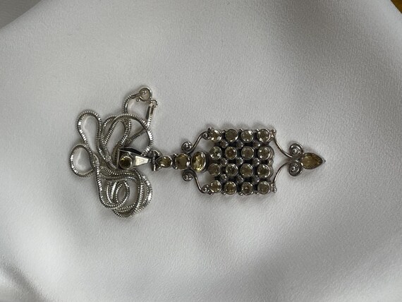 Vintage large Silver Art Deco rectangular citrine… - image 8