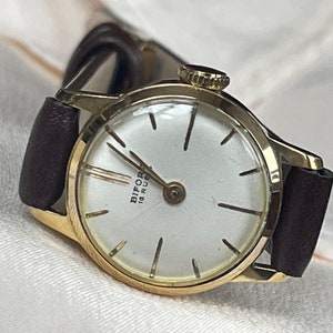Elegant 1960 Vintage German small ladies dress Wristwatch Bifora golden color case, Vintage cocktail ladies watch, Retro watch ladies gift