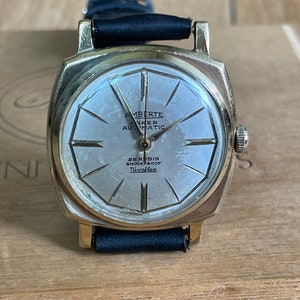 Orologio da polso meccanico vintage svizzero da uomo degli anni '60, cassa color oro Amberte, orologio meccanico da uomo a 25 rubini, orologio retrò svizzero da uomo, regalo