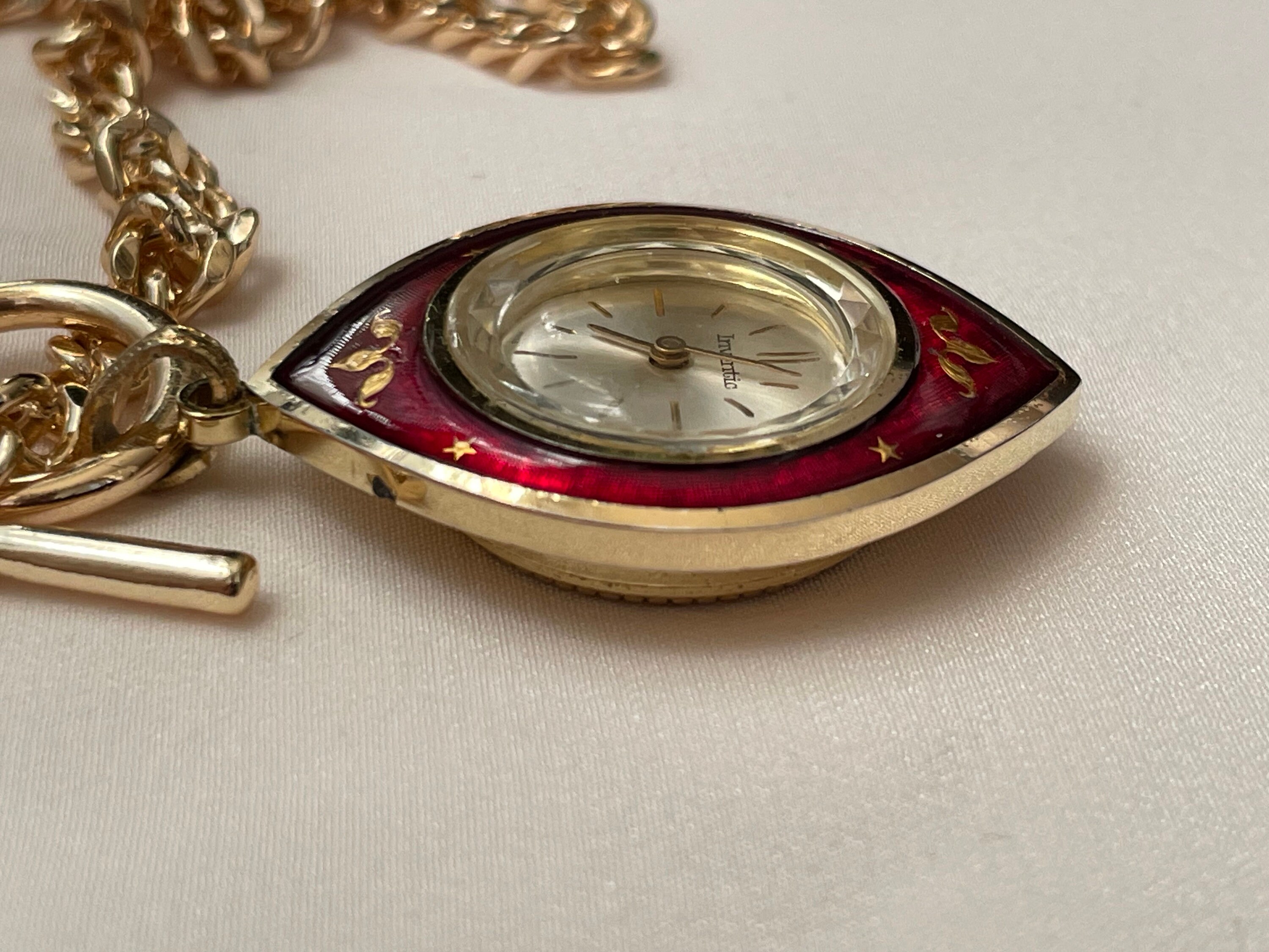 1960 Vintage Swiss Women's Pendant Watch Inventic Golden Color