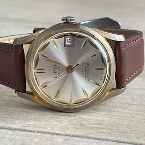 Orologio da polso da uomo meccanico vintage svizzero degli anni '60, cassa color oro Lamar, orologio meccanico svizzero da uomo, orologio retrò svizzero da uomo, regalo