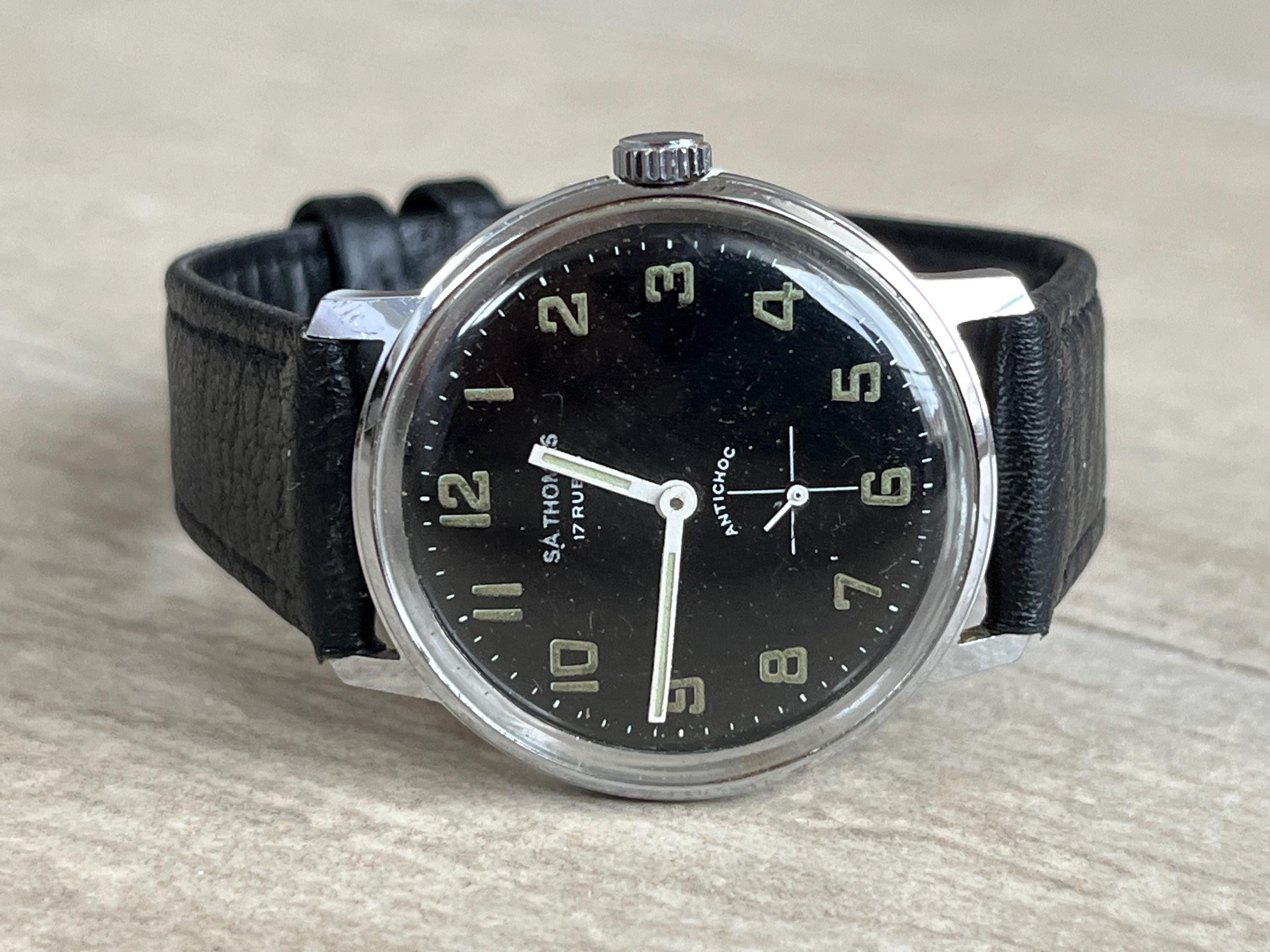 1970年代スイス製ヴィンテージ機械式メンズ腕時計 SA Thomas シルバー