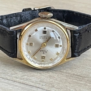 Chic 1960 Vintage German ladies Wristwatch Stowa golden color case, Vintage women reverse dial watch, Retro watch ladies gift, Odd watch