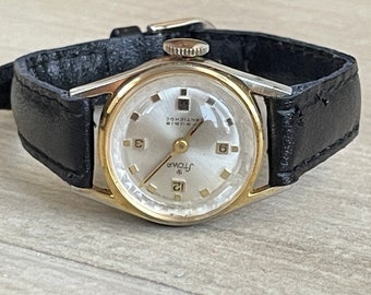 Chic 1960 Vintage German ladies Wristwatch Stowa golden color case, Vintage women reverse dial watch, Retro watch ladies gift, Odd watch