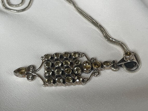 Vintage large Silver Art Deco rectangular citrine… - image 7