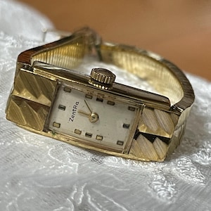 Elegant 1960 Vintage German small gold plated ladies dress Wristwatch Zentra, Vintage women tiny cocktail watch, Retro watch ladies gift