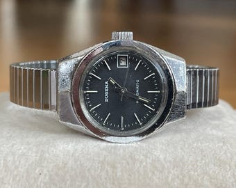 Elegant 1970’s Vintage small automatic German ladies Wristwatch Dugena silver color case, Vintage women business watch, Watch ladies gift