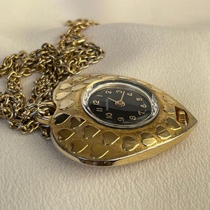 Elegant 1960’s Vintage Swiss women’s Pendant dress watch Swissam golden color case, Chic Swiss necklace watch, Retro watch ladies gift