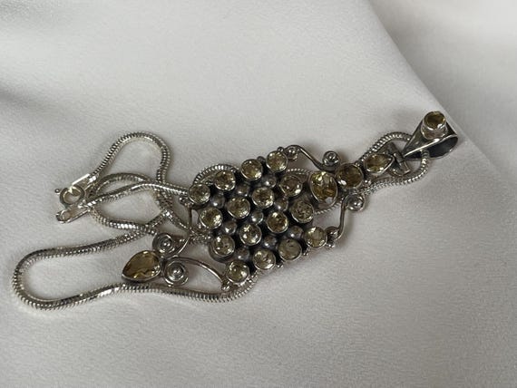 Vintage large Silver Art Deco rectangular citrine… - image 4