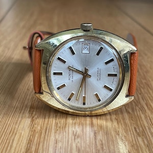 Orologio da polso da uomo automatico meccanico vintage svizzero Montine 25j, cassa color oro, orologio meccanico da uomo retrò, orologio da regalo da uomo