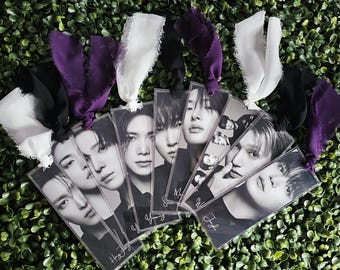 KPOP OT8 Black & White Photo Bookmarks
