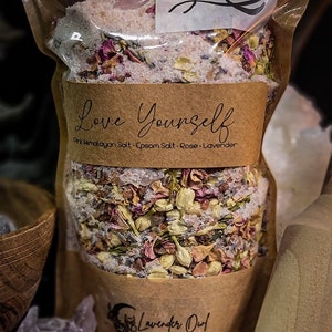 Love Yourself Pampering Self Care Bath Soak/ Herbal Bath Salt/ Crystal Infused Bath Soak/ Natural Bath Soak/ Aromatherapy Bath