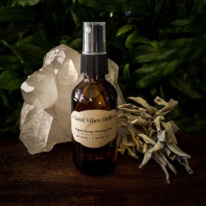 Good Vibes Only Spray/Negative Energy Spray/Crystal Infused Smudge Spray/Essential Oil Spray